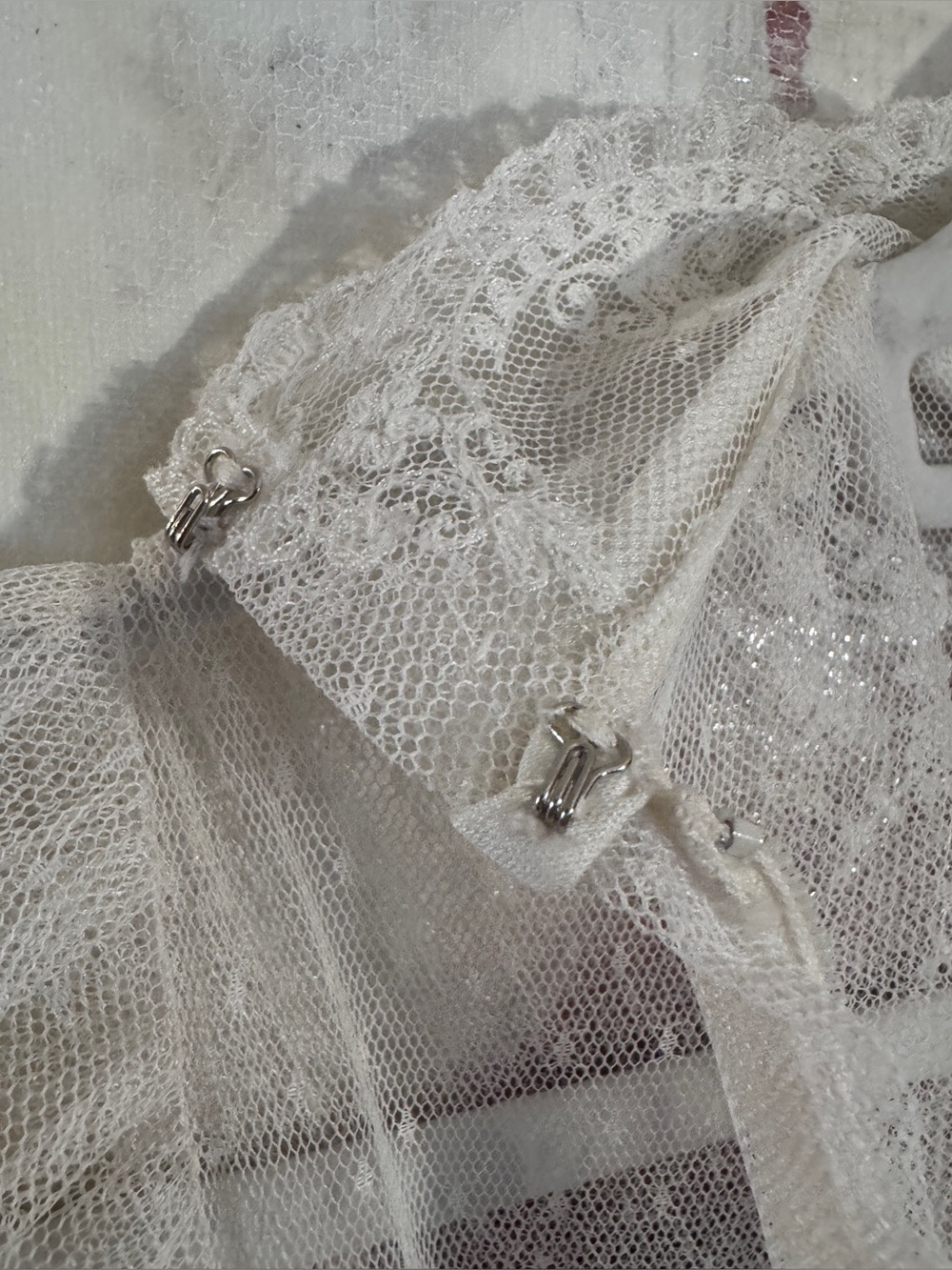 1980 HAND SEWN VTG French Lace Sleeved • Full Length Silk Wedding Dress • SMALL - Picture 11 of 16